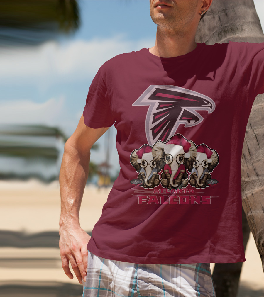 Atlanta Falcons Santa Elephants Christmas T-Shirt