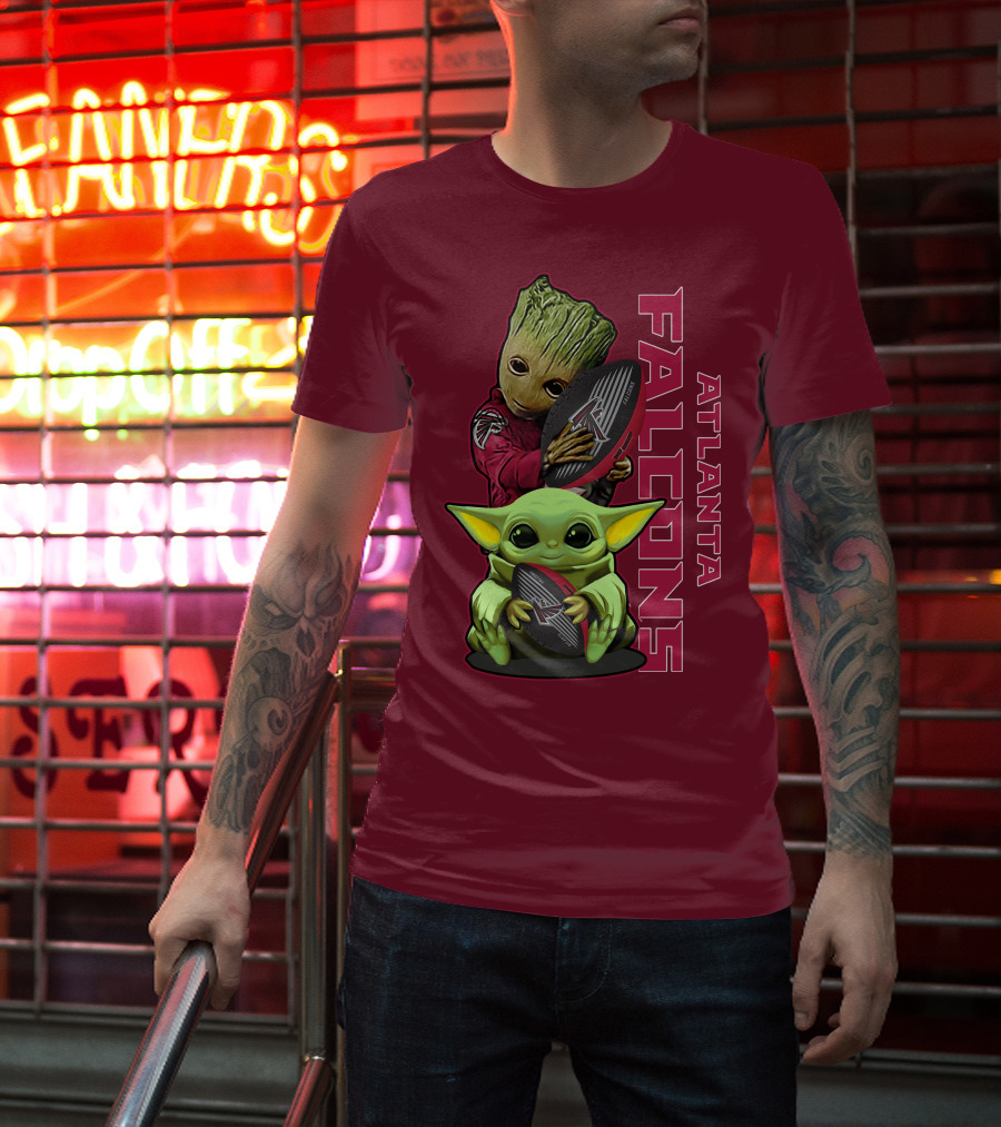 Grzd Atlanta Falcons Groot Baby Yoda Football T-Shirt