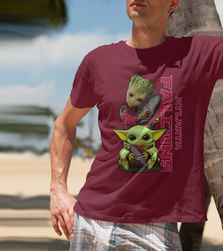 Grzd Atlanta Falcons Groot Baby Yoda Football T-Shirt