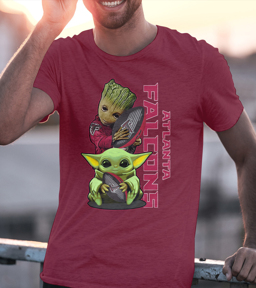 Grzd Atlanta Falcons Groot Baby Yoda Football T-Shirt