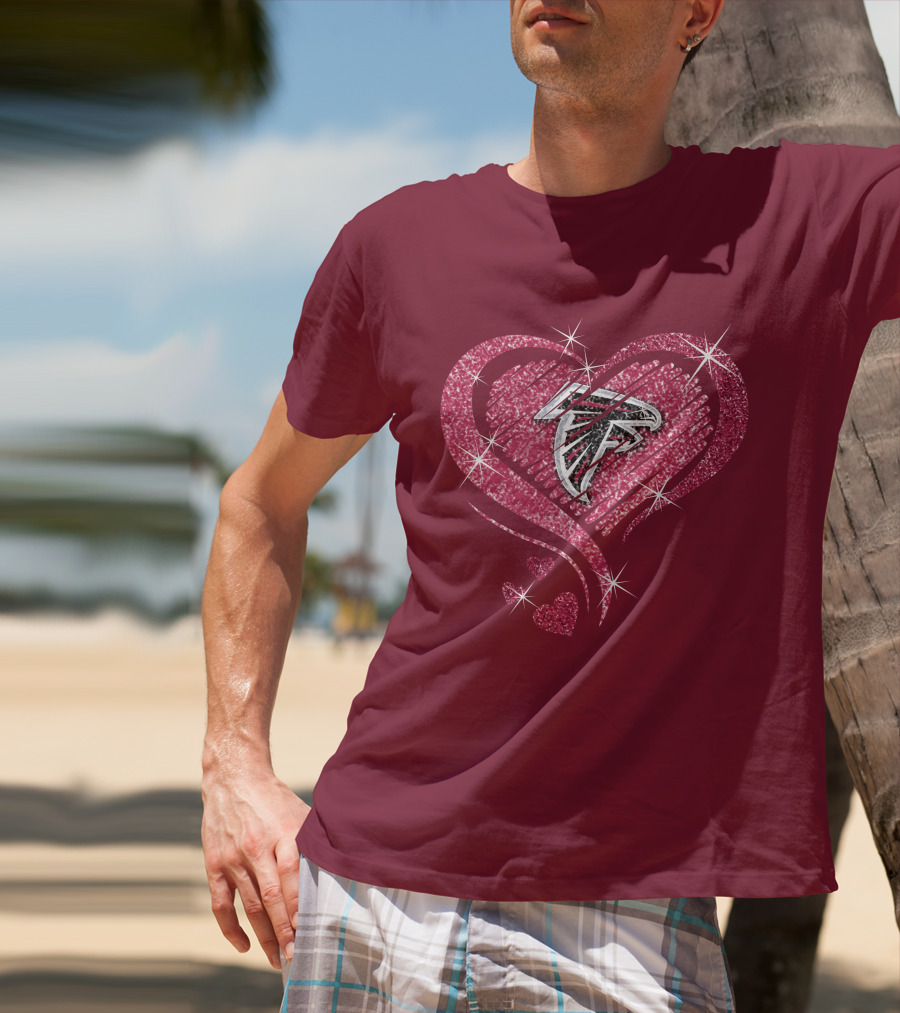 Atlanta Falcons Glitter Heart Diamond T-Shirt