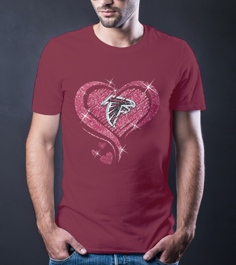 Atlanta Falcons Glitter Heart Diamond T-Shirt