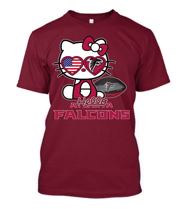 Hello Kitty Atlanta Falcons American Flag Football T-Shirt