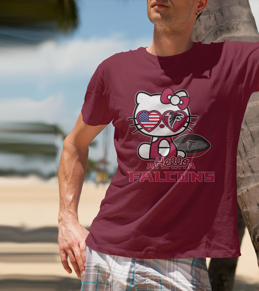 Hello Kitty Atlanta Falcons American Flag Football T-Shirt
