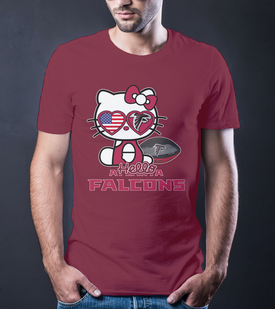 Hello Kitty Atlanta Falcons American Flag Football T-Shirt