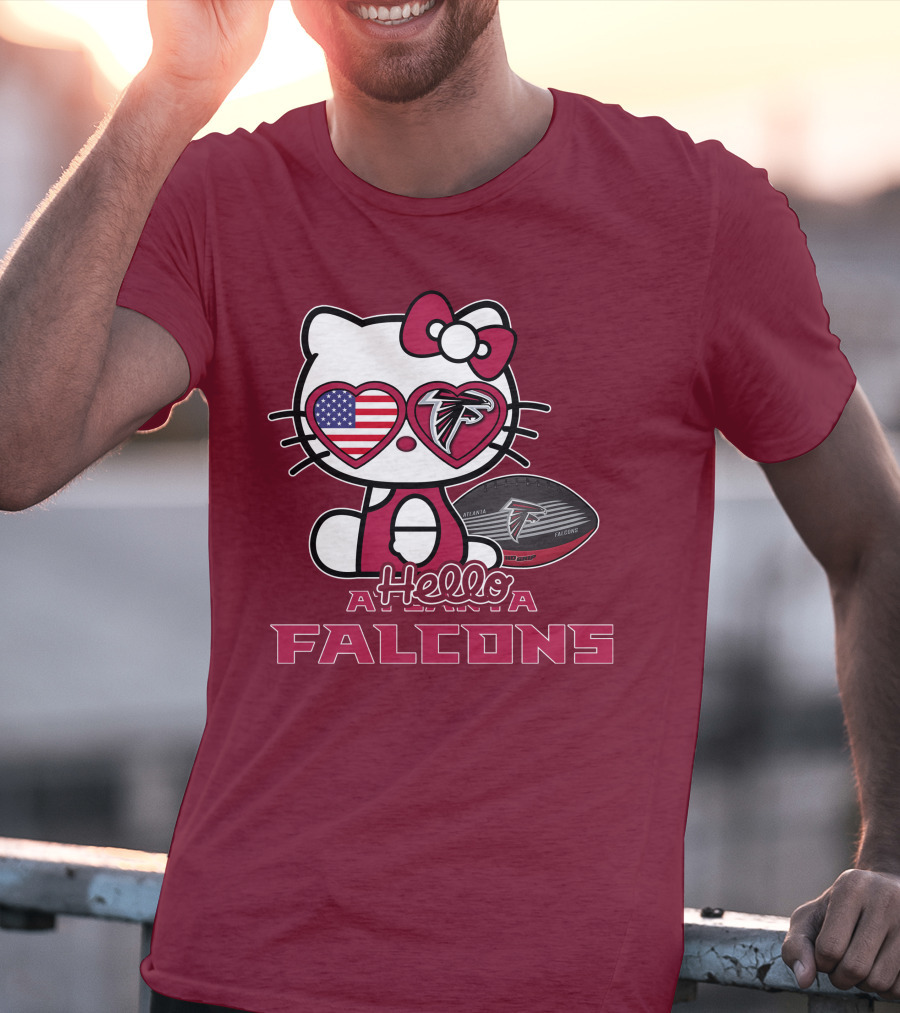 Hello Kitty Atlanta Falcons American Flag Football T-Shirt