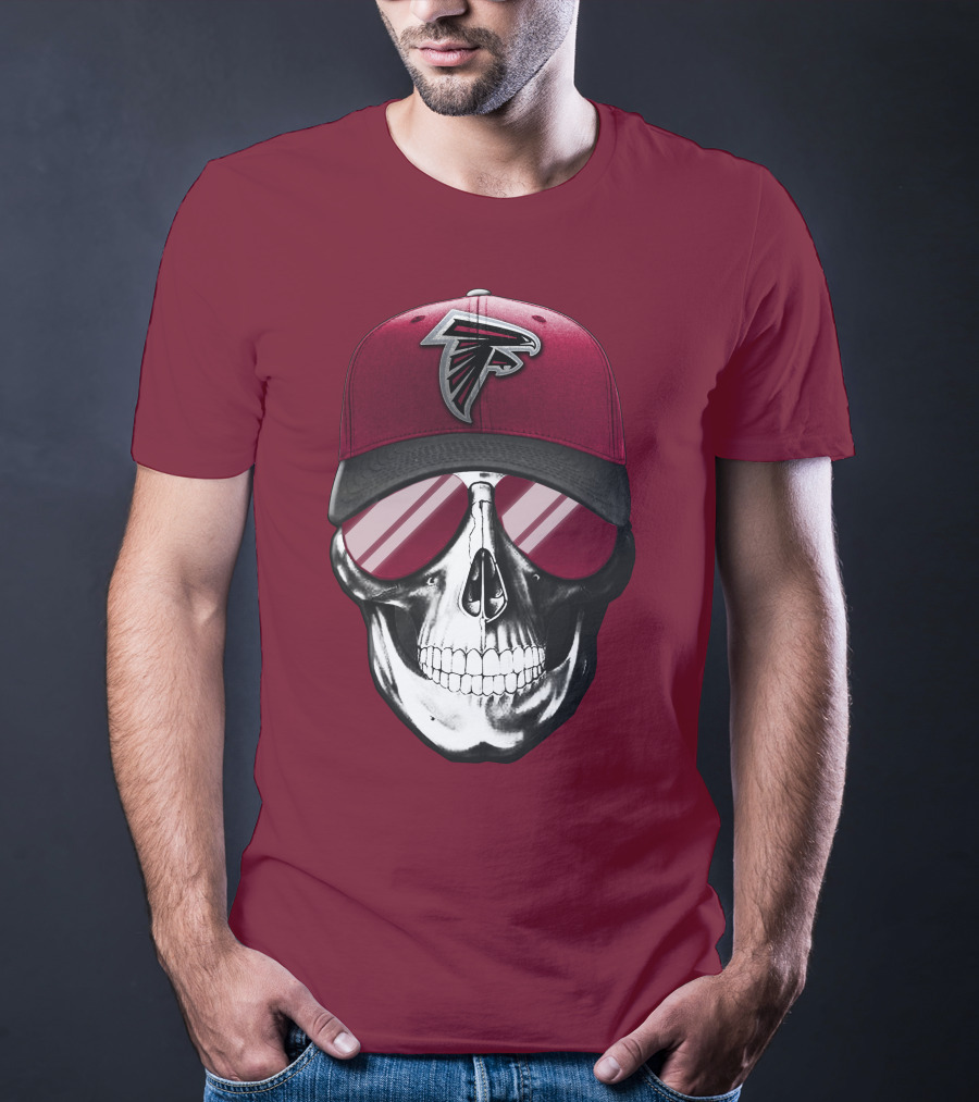 Atlanta Falcons Skull Cap With Reflective Glasses T-Shirt