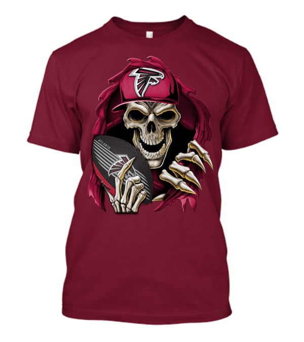 Skullbong Atlanta Falcons Skeleton With Football And Cap T-Shirt