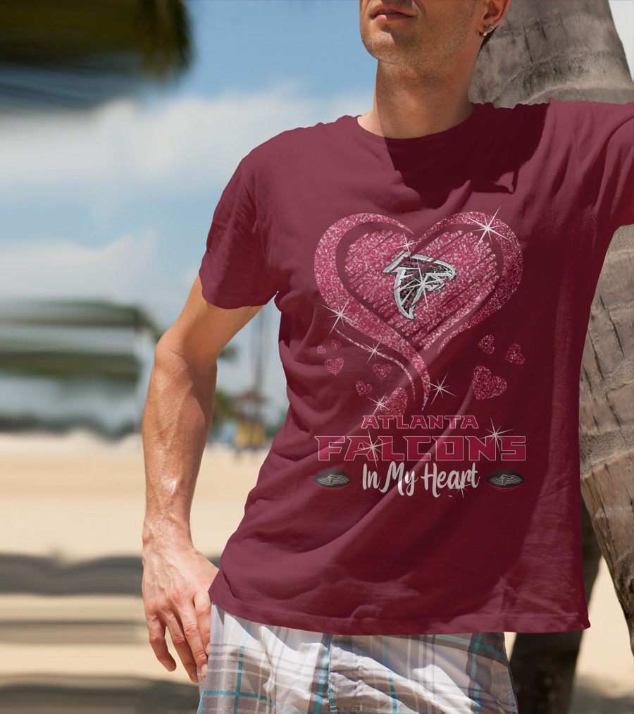 Atlanta Falcons Sparkling Heart Design In My Heart T-Shirt