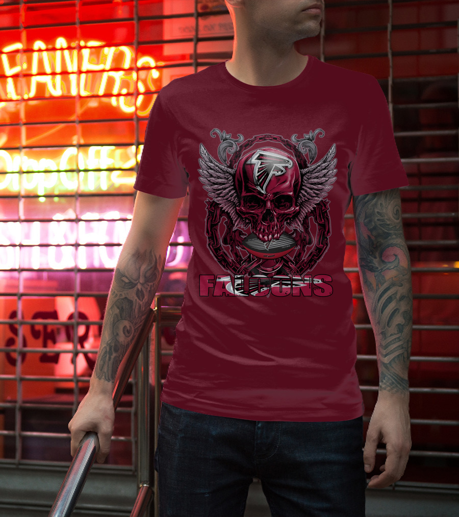 Skullfb Atlanta Falcons Winged Skull T-Shirt
