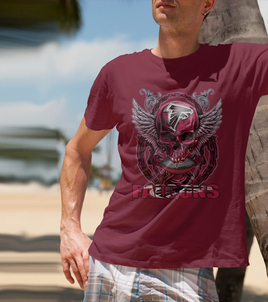 Skullfb Atlanta Falcons Winged Skull T-Shirt