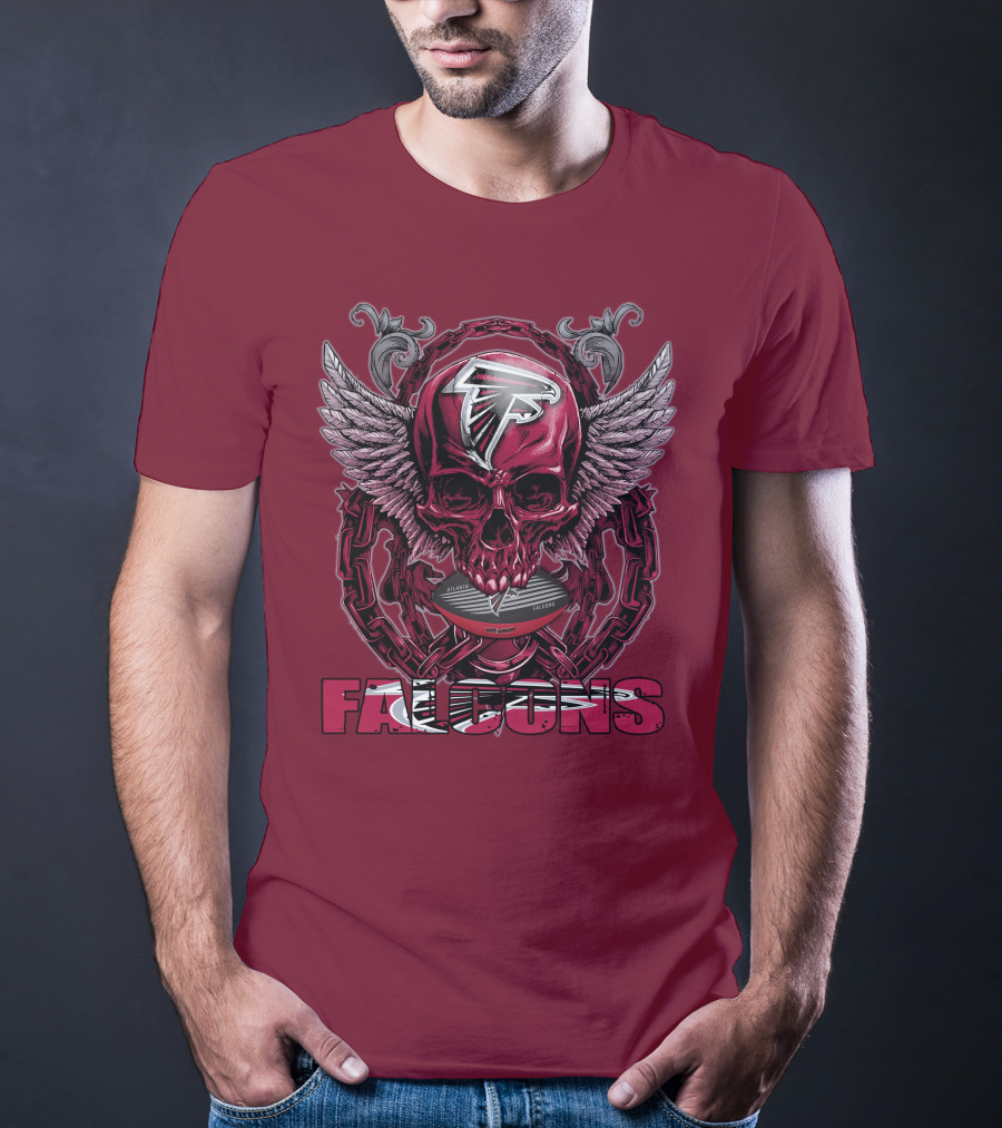 Skullfb Atlanta Falcons Winged Skull T-Shirt