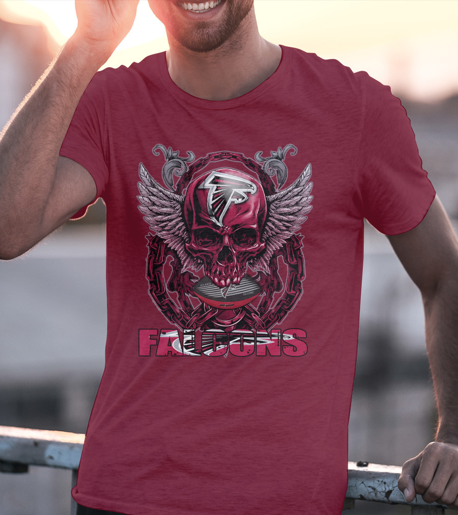 Skullfb Atlanta Falcons Winged Skull T-Shirt