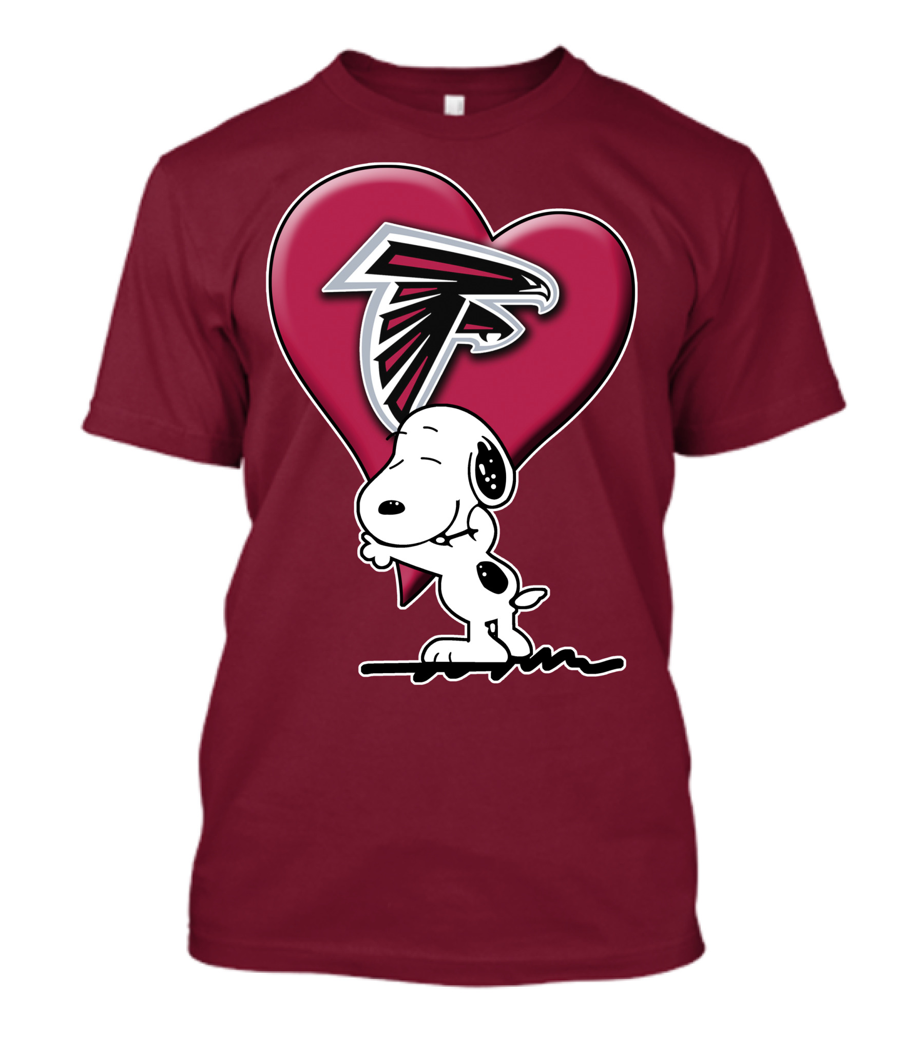 Snoopy Hugging Atlanta Falcons Heart T-Shirt