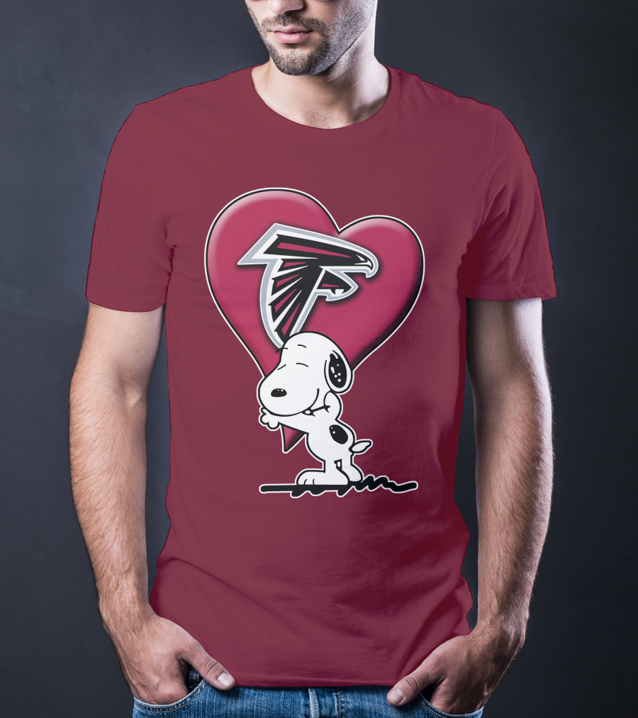 Snoopy Hugging Atlanta Falcons Heart T-Shirt