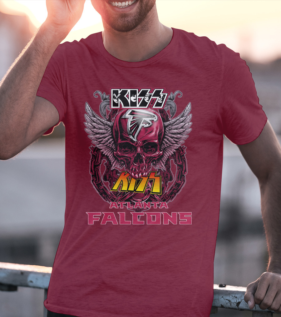 Kiss Atlanta Falcons Skull Winged T-Shirt