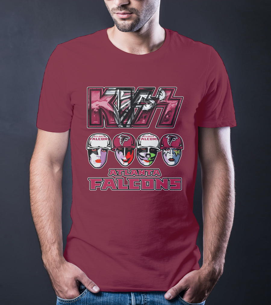 Kiss Atlanta Falcons Faces Logo NFL Band Crossover T-Shirt