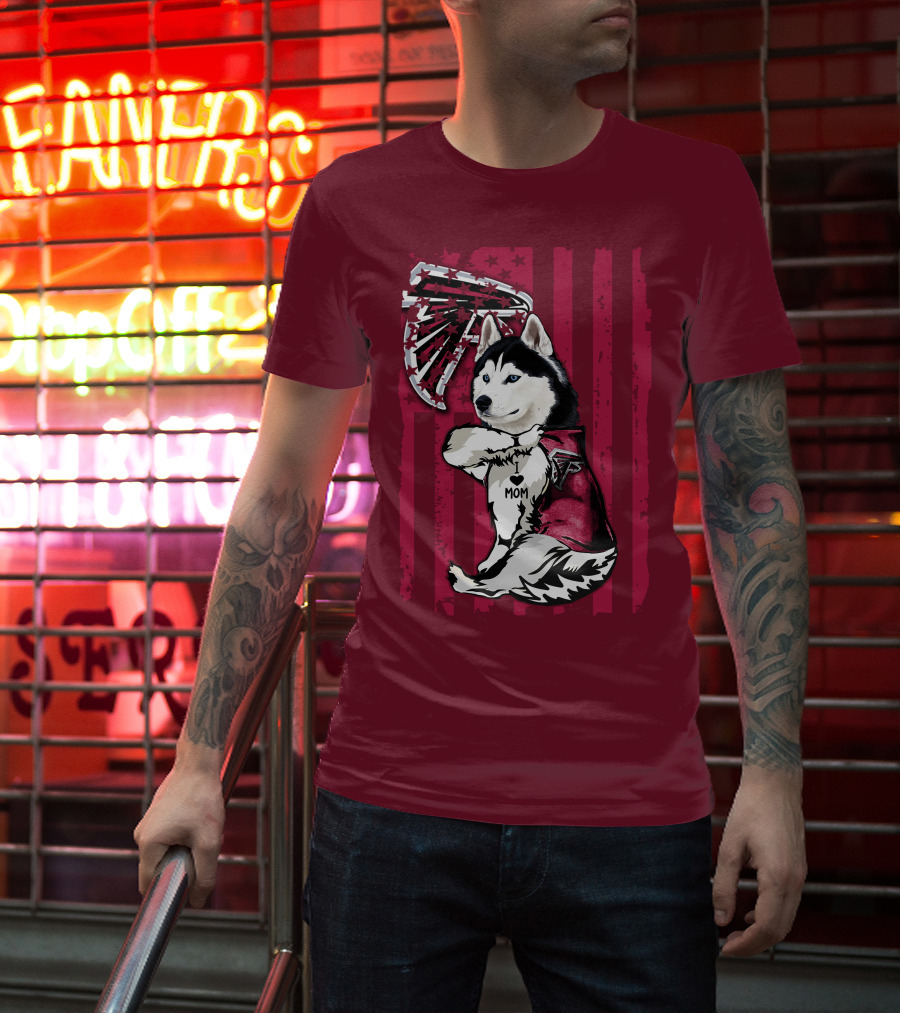 Siberian Husky I Love Mom Atlanta Falcons T-Shirt