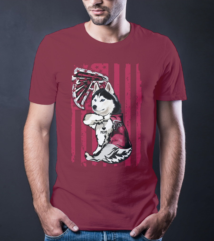 Siberian Husky I Love Mom Atlanta Falcons T-Shirt