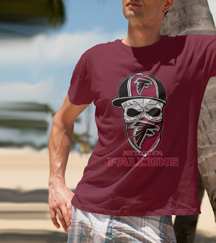Atlanta Falcons Skull Hat Mask T-Shirt