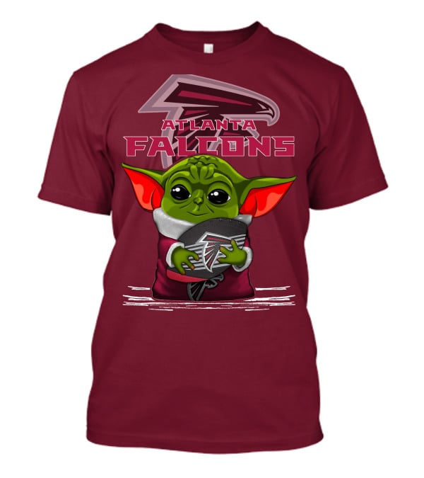 Yoda Holding Atlanta Falcons Football With Logo Background T-Shirt