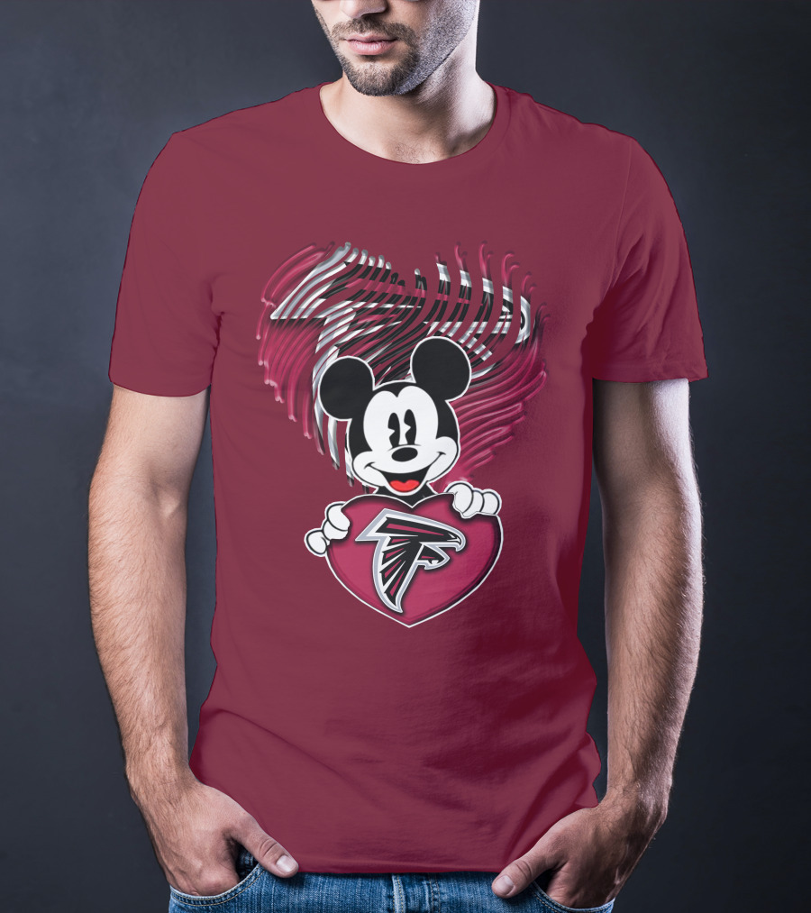 Mick Holding Atlanta Falcons Heart With Falcons Logo And Stylized T-Shirt