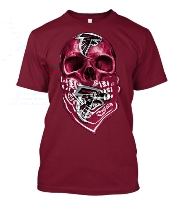 Skull With Atlanta Falcons Logos And Bandana T-Shirt