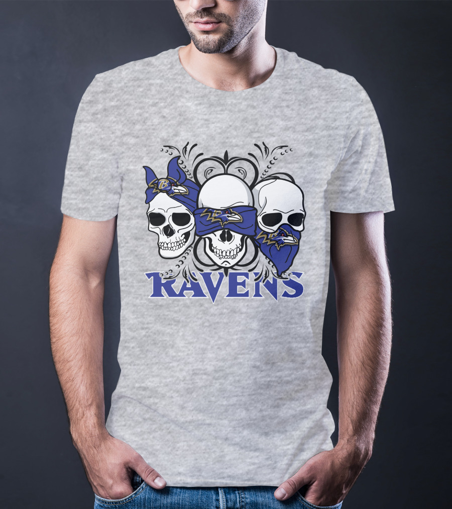 Ravens Three Skulls Bandana Baltimore Ravens T-Shirt
