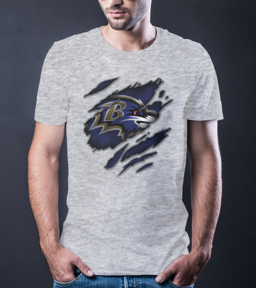 Baltimore Ravens Fierce Logo Claw Marks T-Shirt