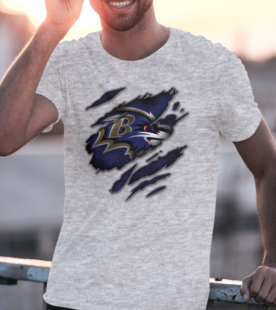 Baltimore Ravens Fierce Logo Claw Marks T-Shirt