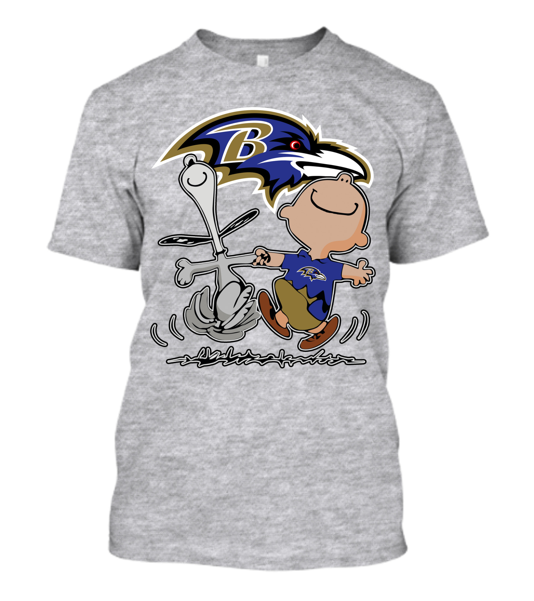 Baltimore Ravens Snoopy Dance With Logo And Characters T-Shirt