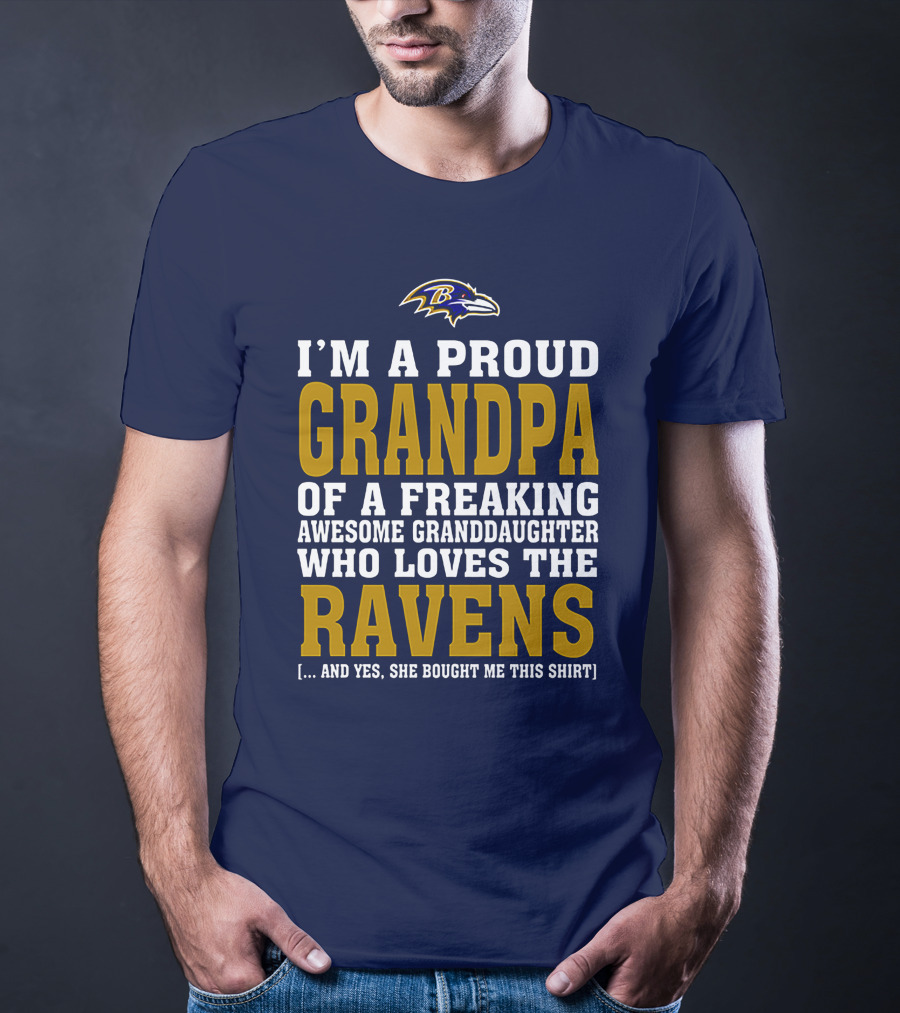 Baltimore Ravens Proud Grandpa Of Awesome Granddaughter Who Loves The Ravens T-Shirt