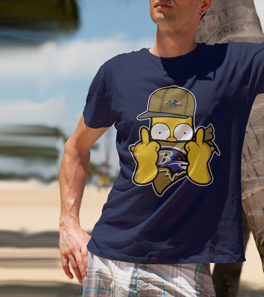 Baltimore Ravens Homer Simpson Parody Nfl Logo T-Shirt