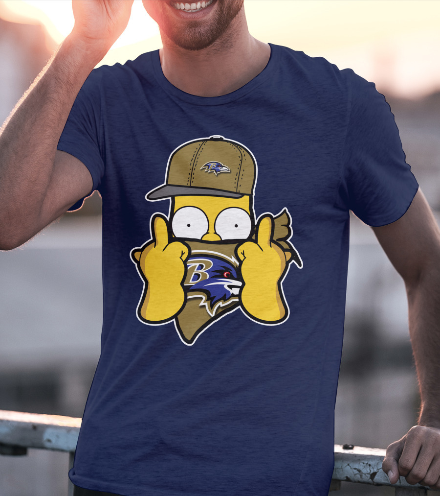 Baltimore Ravens Homer Simpson Parody Nfl Logo T-Shirt