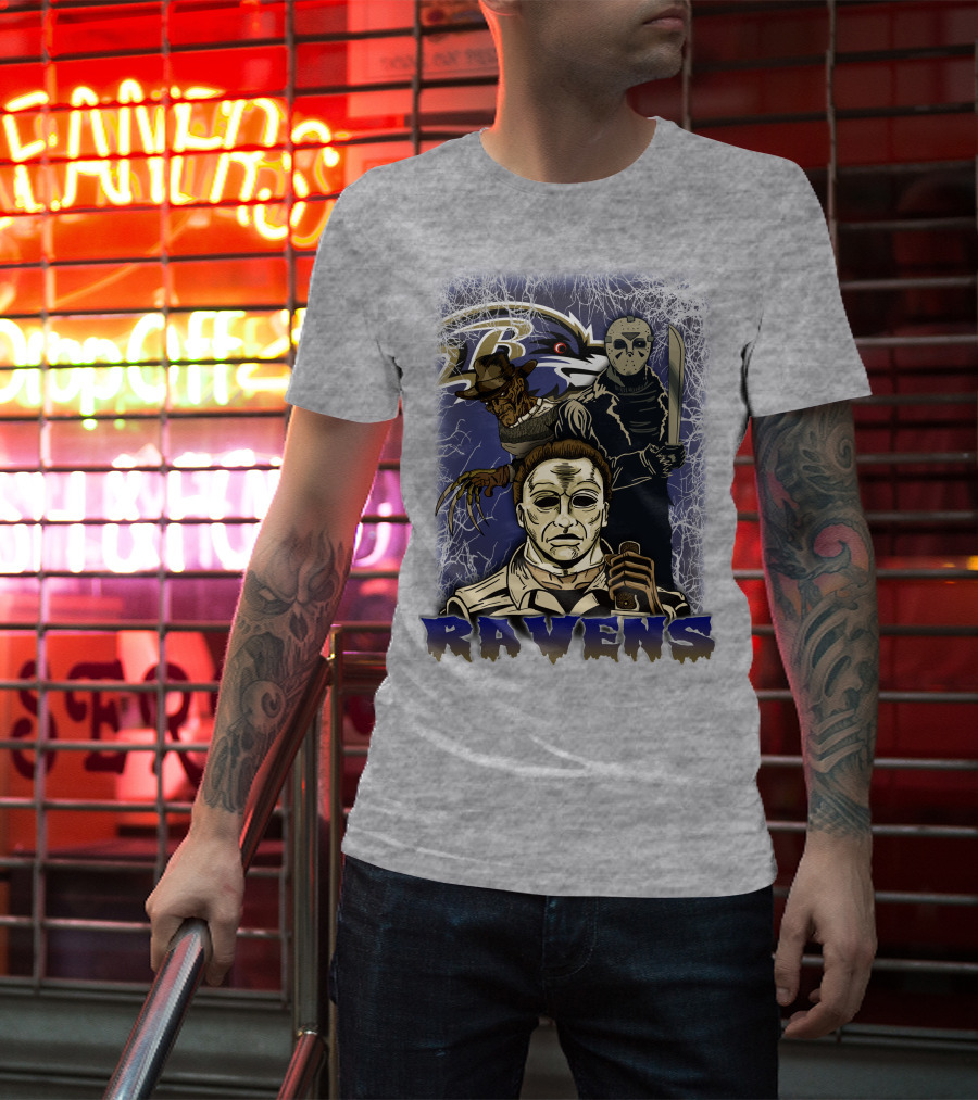 Baltimore Ravens Horror Movie Crossover 35 T-Shirt