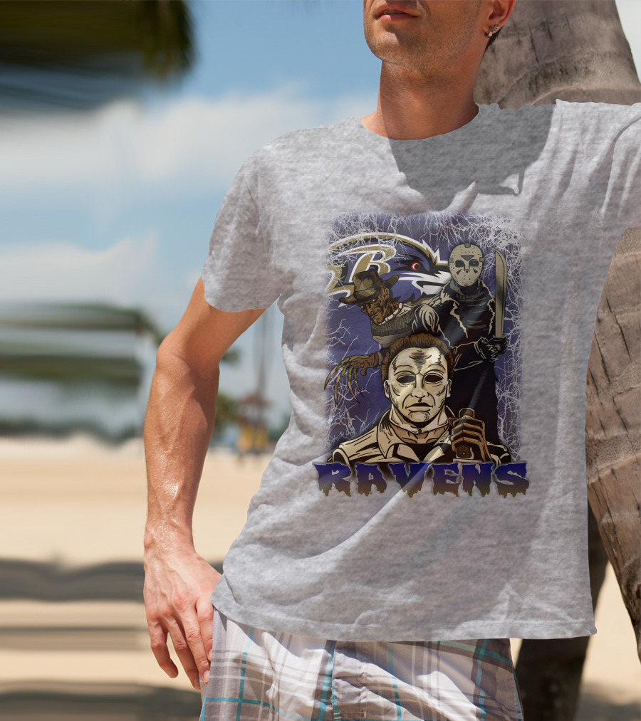 Baltimore Ravens Horror Movie Crossover 35 T-Shirt