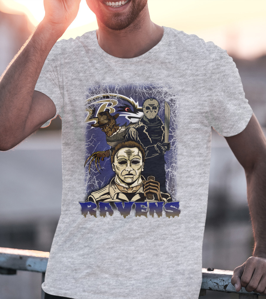 Baltimore Ravens Horror Movie Crossover 35 T-Shirt
