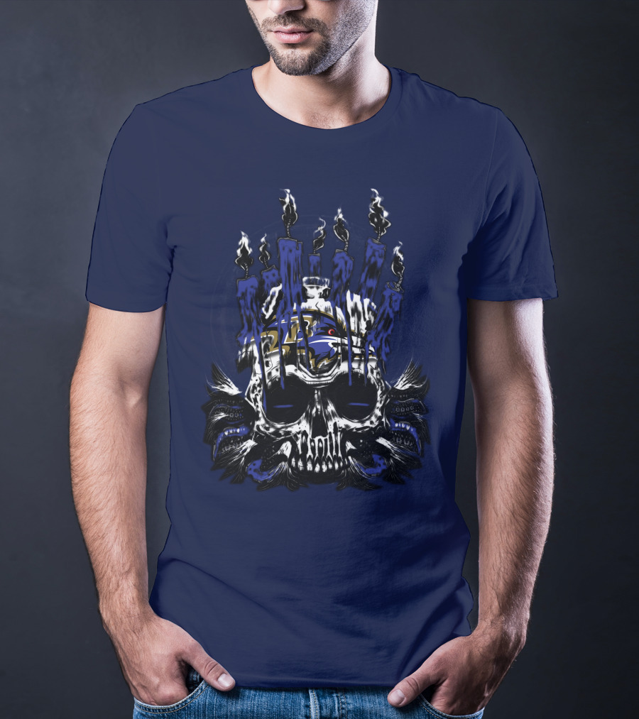 Baltimore Ravens Skull With Flames T-Shirt
