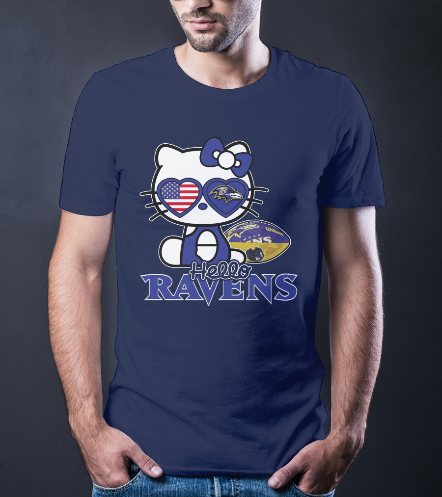 Hello Kitty Ravens Baltimore American Football Fan Cat Toy T-Shirt