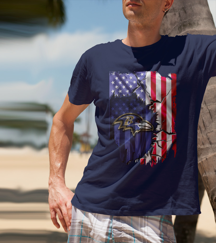 Baltimore Ravens American Flag T-Shirt