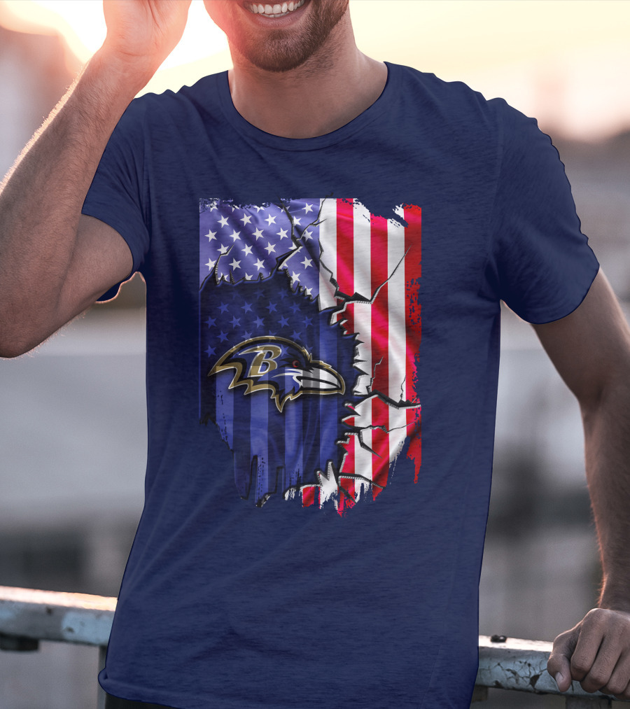 Baltimore Ravens American Flag T-Shirt