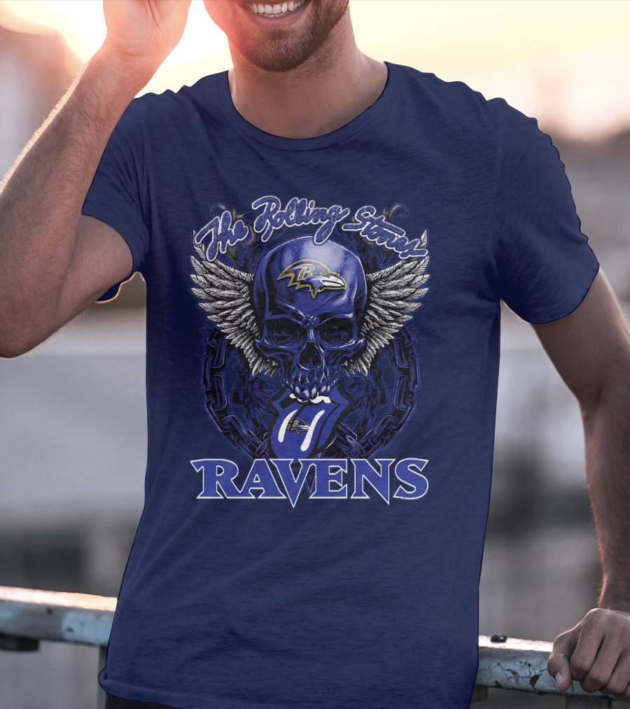 The Rolling Stones Ravens Baltimore Skull Wings T-Shirt