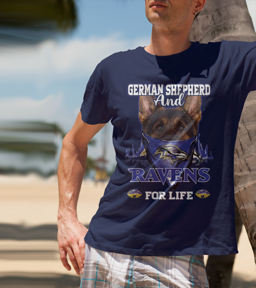 German Shepherd And Ravens For Life Baltimore Ravens T-Shirt