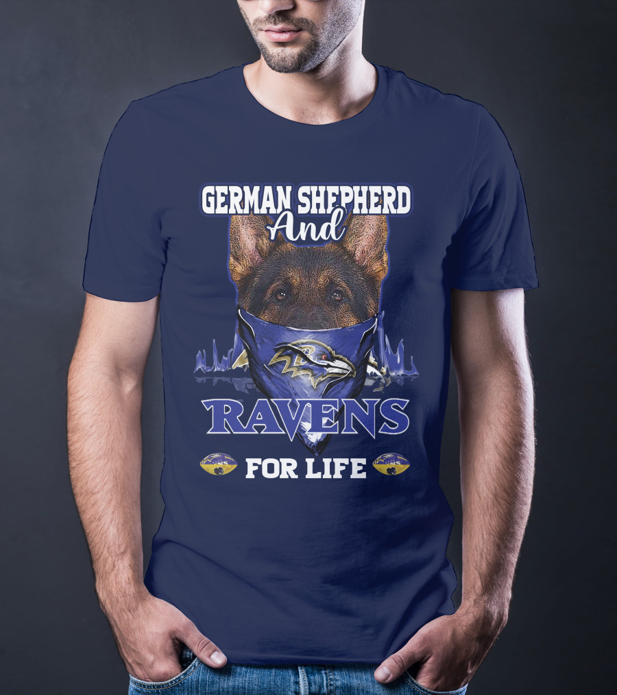 German Shepherd And Ravens For Life Baltimore Ravens T-Shirt