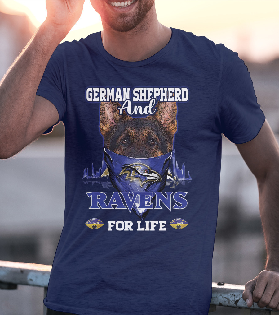 German Shepherd And Ravens For Life Baltimore Ravens T-Shirt