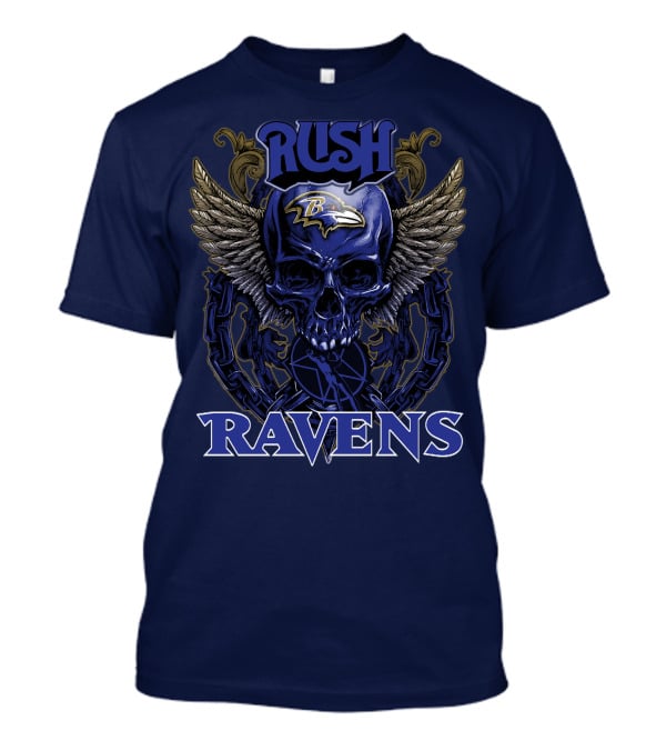 Rush Baltimore Ravens Skull Wings T-Shirt