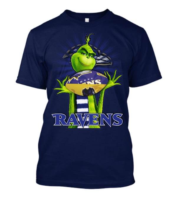 Grinch Holding Baltimore Ravens Football T-Shirt