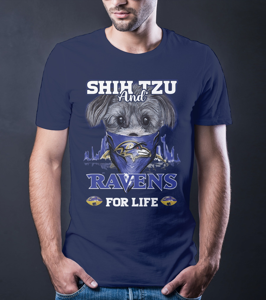 Shih Tzu And Ravens For Life Baltimore Ravens T-Shirt