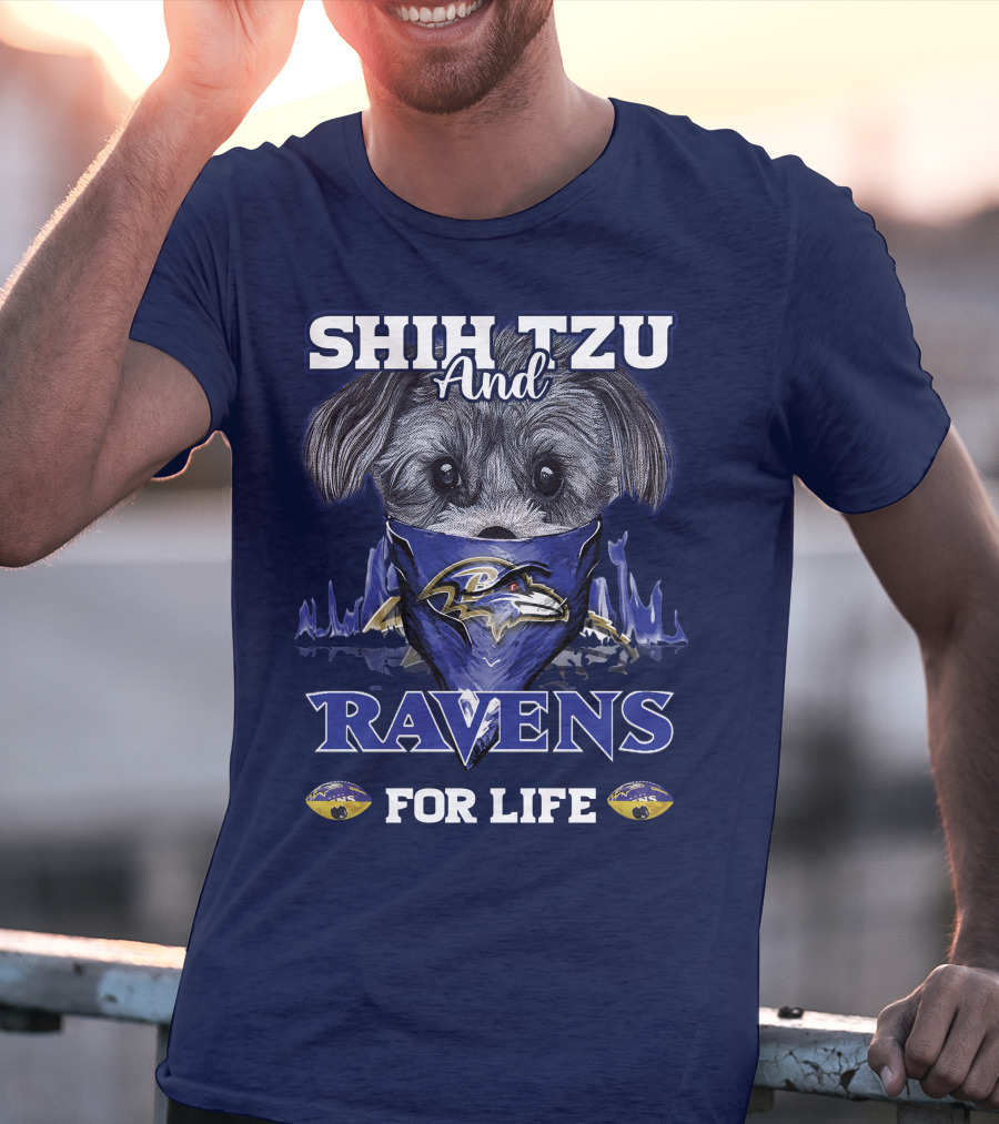 Shih Tzu And Ravens For Life Baltimore Ravens T-Shirt
