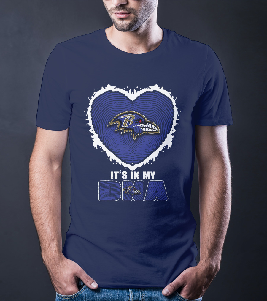 It's In My Dna Baltimore Ravens Heart Fingerprint T-Shirt